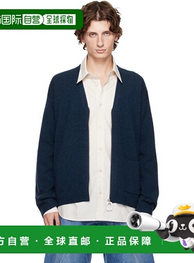1h可退 潮奢 J.W. Anderson 男士 海军蓝 V-Neck Zip-Up 开衫 KW1