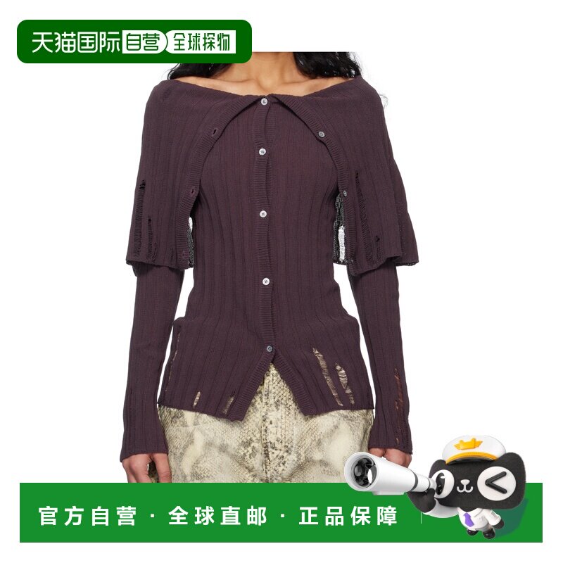 ACNE STUDIOS 女士针织衫 A60567BPW SS2025 深棕色 罗纹针织开衫图片