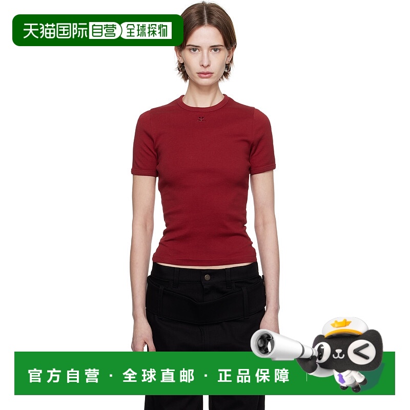 1h可退 潮奢 Courreges 女士 红色 Heritage T 恤 125JTS017JS020