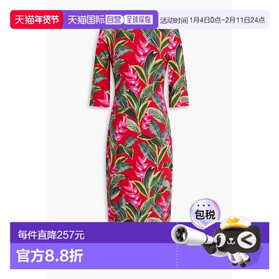 1h可退 潮奢 FARM RIO 女士 印花弹力绉中长连衣裙 337800DREAMGA