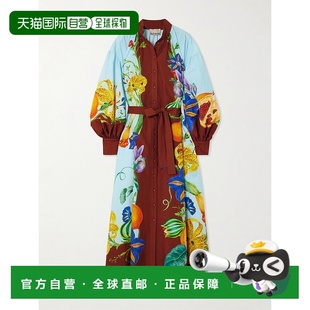 Dahlia 1h可退 女士 ALÉMAIS 束带印花棉质真丝混纺中长连衣 潮奢