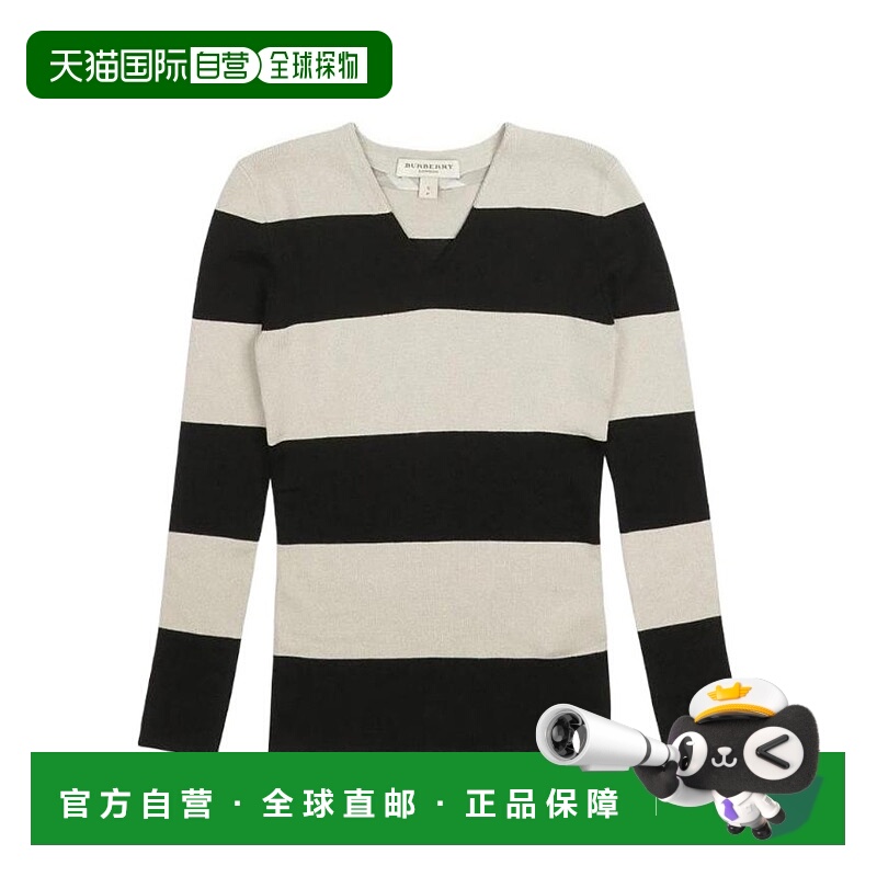 1h可退 BURBERRY 女士针织毛衣 39345111 SS2021 黑色 条纹套衫