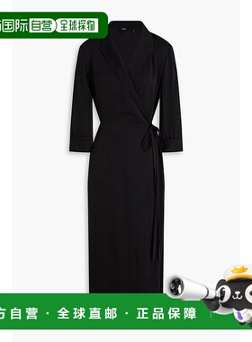 1h可退 潮奢 THEORY 希尔瑞 女士 真丝绉纱中长缠绕式连衣裙 O110