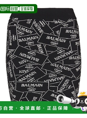 BALMAIN 女士半身裙 EF1LB004KH86EAB SS2025 黑色 品牌提花针织