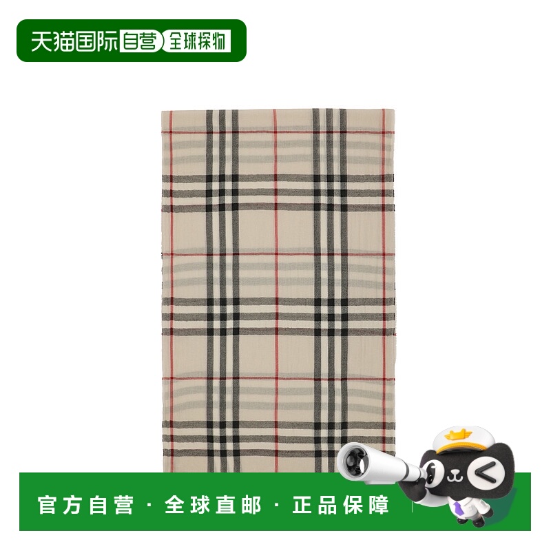 1h可退 BURBERRY 女士围巾 3924751 CO 灰色 Check Scarf羊绒