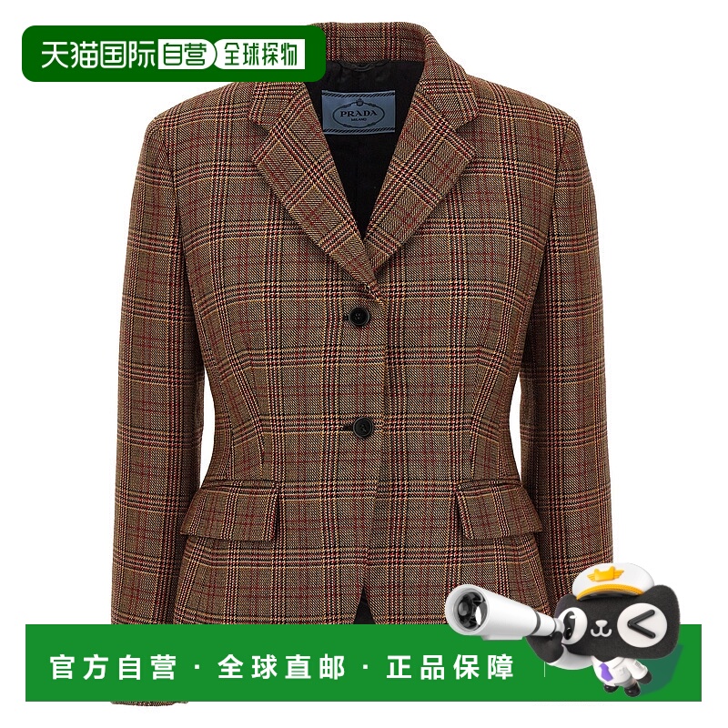 1h可退 潮奢 Prada 普拉达 女士 格紋單排扣夾克 P582OESOOO15GC