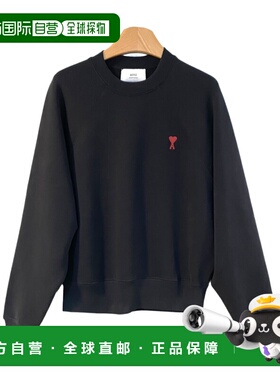 Ami Paris 男士针织毛衣 USW005730001 AW2024 黑色 圆领徽标卫衣