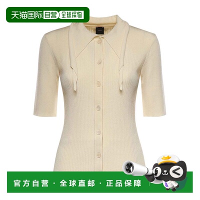 PINKO 女士POLO衫 106316A347C04 SS2026 米白色 Ribbed Viscose