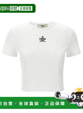 FENDI 女士T恤 FS8110ANQMF0ZNM SS2026 白色 'Fendi' cropped T-