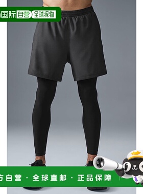 alo yoga Logo印花外衬短裤二合一松紧网球运动长裤 男款 深灰色m