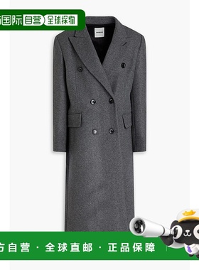 1h可退 潮奢 Sandro 女士 双排扣羊毛混纺毛毡大衣 SFPOU00685GRI