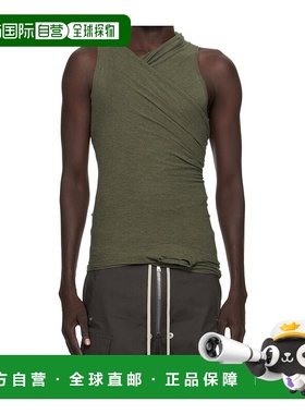 RICK OWENS 男士T恤 RU02E1159JR25 AW2025 绿色 交叉 V 领背心