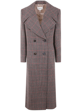 CHLOÉ 女士外套 CH25AMA5109793C AW2025 棕色 翻领长袖大衣