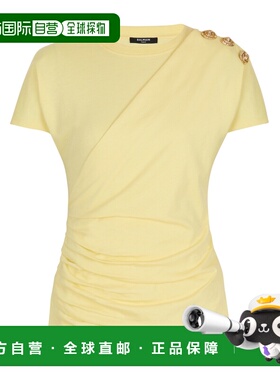 BALMAIN 女士T恤 GF1EF002BD39IJS SS2026 黄色 T-shirt with dec
