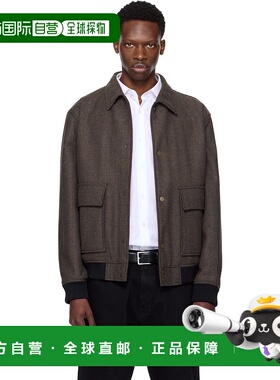 1h可退 潮奢 HUGO 雨果 男士 棕色 Herringbone 飞行员夹克 50542