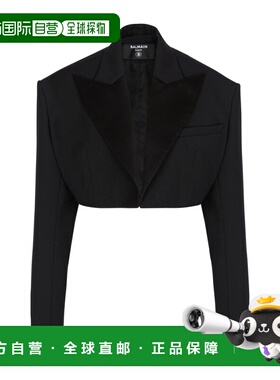 BALMAIN 女士西服 GF1SD255ME54EAP SS2026 黑色 短款粒面夹克