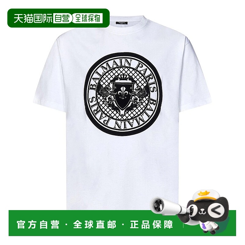1h可退 BALMAIN 男士T恤 EH1EG010BB17BIANCO SS2025 白色