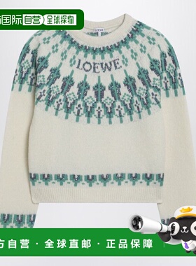 1h可退 潮奢 LOEWE 罗意威 女士 'Fair Isle' 白色图案毛衣 S359Y