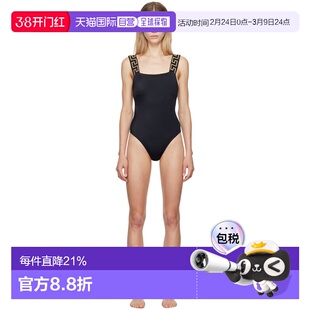 1h可退 潮奢 versace 范思哲 女士 黑色 Greca Border 连衣泳衣 A