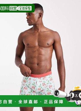 1h可退 潮奢 ASOS 男士 Christmas Santa 设计复古印花四角裤(蓝)