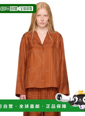 1h可退 潮奢 TOTÊME 女士 橙色 Monogram Silk 衬衫 241WRT976FB0
