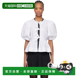 Cotton 上 GANNI Tie Peplum Poplin 白色 女士 甘尼 潮奢 1h可退