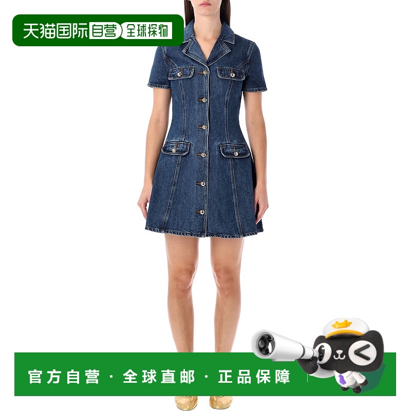 1h可退 潮奢 Self-Portrait 女士 束带牛仔迷你连衣裙 AW25807SBB