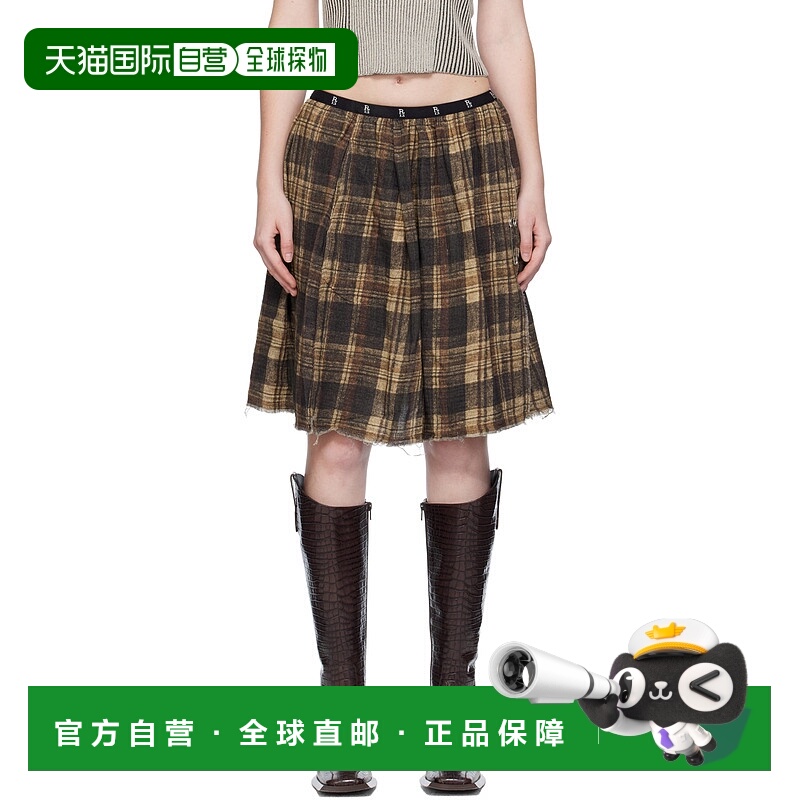 1h可退 潮奢 R13 女士 棕色 Knee-Length Kilt 双面半身裙 R13WR4