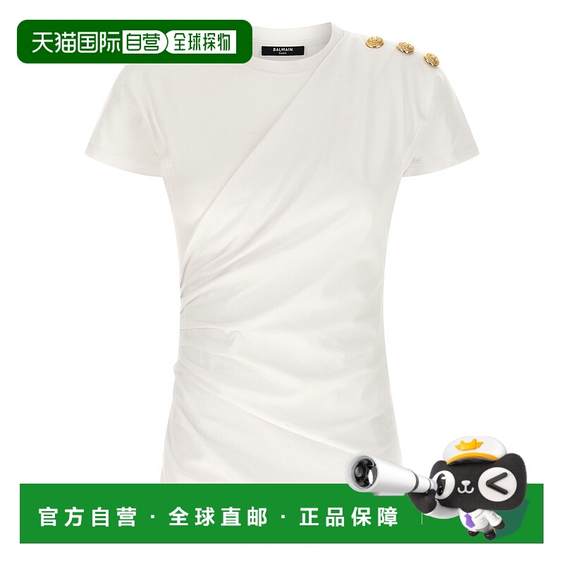 BALMAIN 女士T恤 GF1EF002BD39GAB SS2026 白色 3 buttons T-shir