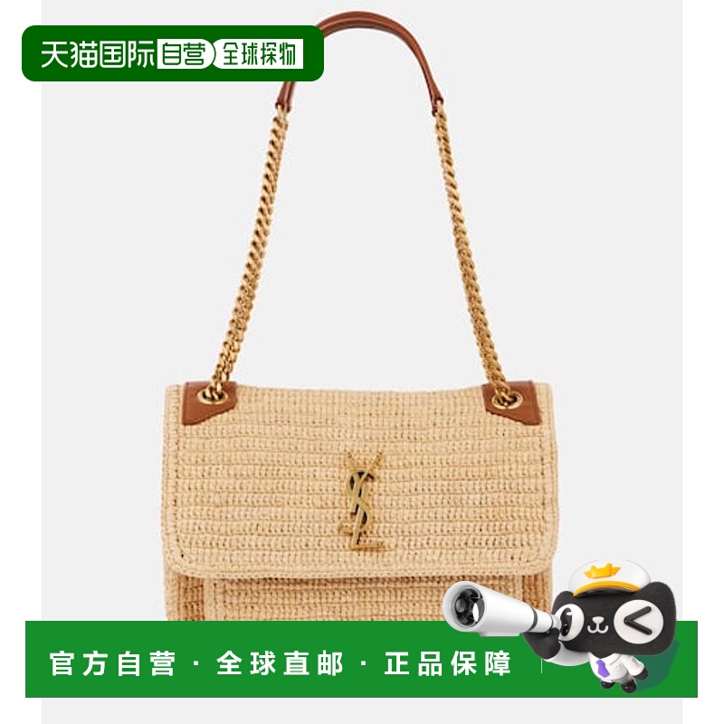 潮奢 Saint Laurent 圣罗兰 女士 Niki 中号拉菲草编织肩包