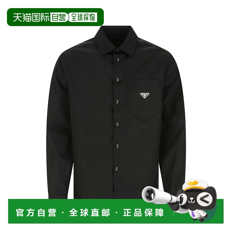 PRADA 男士T恤 SC514S2021WQ8F0002 AW2025 黑色 NYLON SHIRT