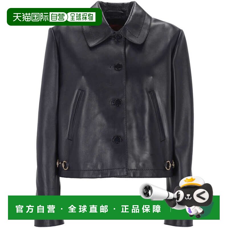 GUCCI 女士夹克 815063XNBBP4001 SS2026 黑色 长袖纽扣皮夹克