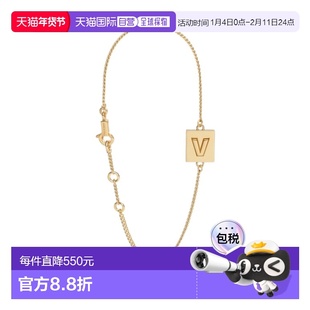 CELINE 女士项链 46B1V6BRA35OR SS2022 黄色 金色饰面黄铜字母 V