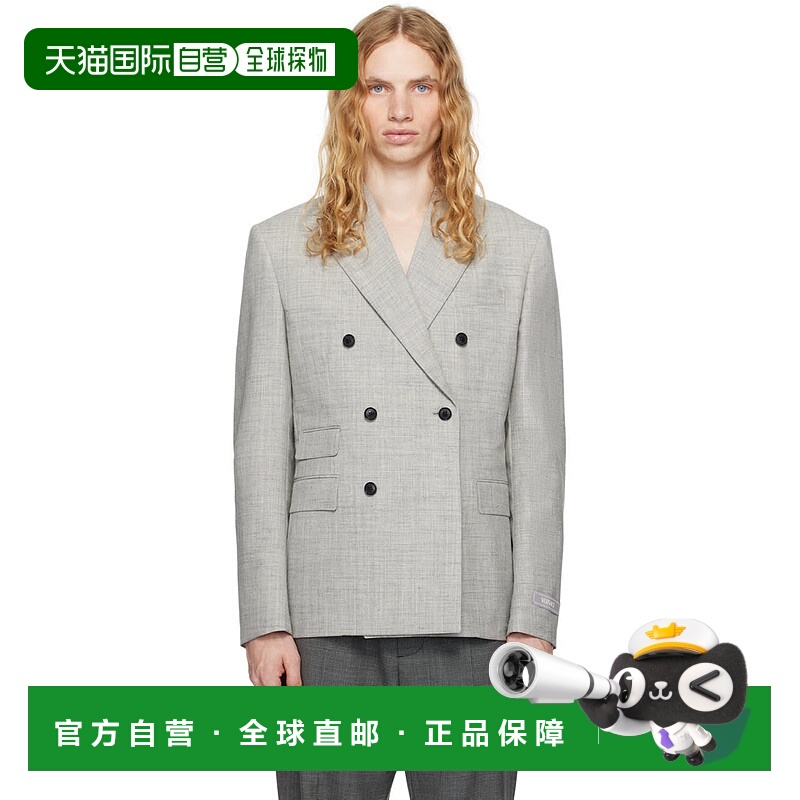 1h可退 潮奢 Versace 范思哲 男士 灰色双排扣西装外套 10166041A