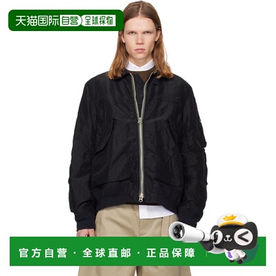 Sacai 男士 黑色 Treated Nylon Twill 飞行员夹克 2603913M001BL