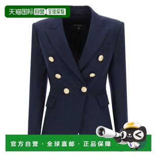 海军蓝压纹纽扣羊毛西装 BALMAIN 黑色 XF1SG000WB086UC 女士外套