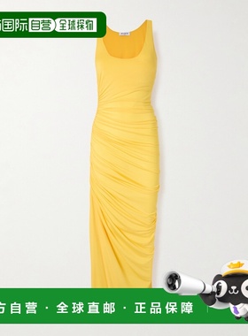 潮奢 Alaia 女士 褶皱弹性针织中长连衣裙 AA9R2742J050B247JAUNE