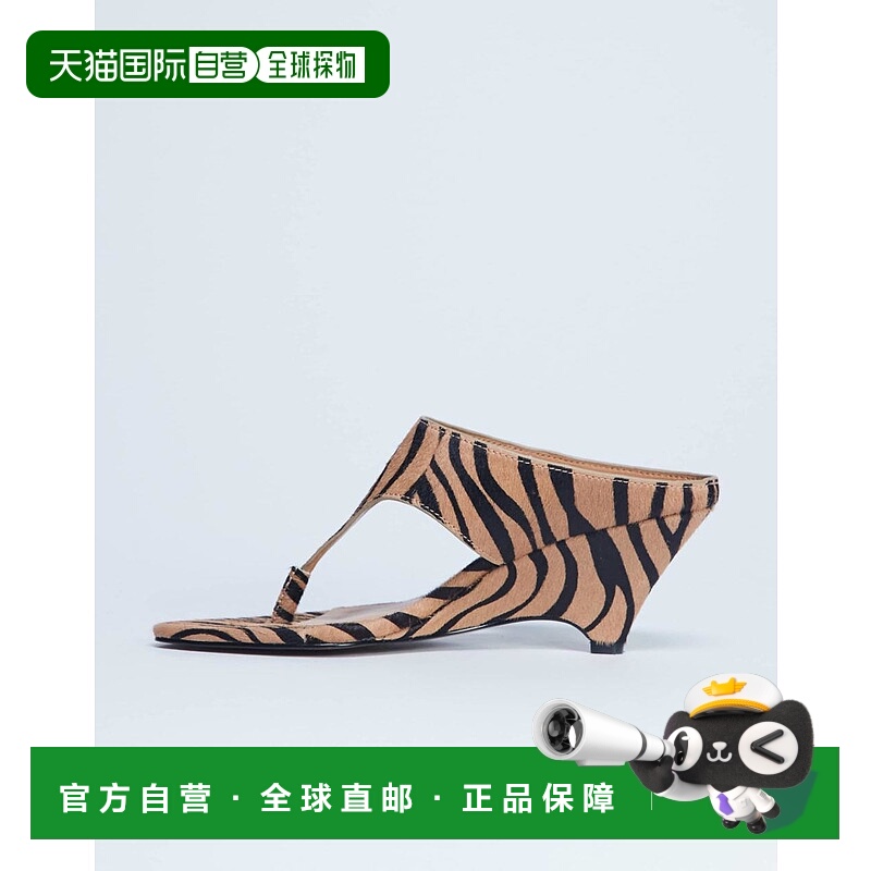 1h可退 潮奢 Topshop 女士 Ally pony 真皮鞋头夹趾坡跟老虎凉鞋