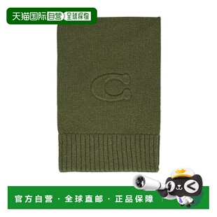 COACH 男士围巾 CCL86OLV AW2025  压花绿色针织蔻驰围巾