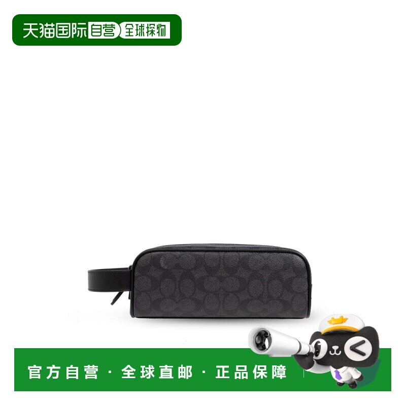 COACH 男士化妆包 CQ1830CHR AW2024 黑色 Cosmetic Bag with Log