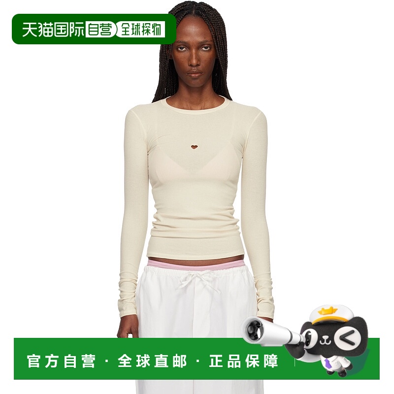 潮奢 Baserange 女士 灰白色 Heart 长袖 T 恤 TOHLSRB000