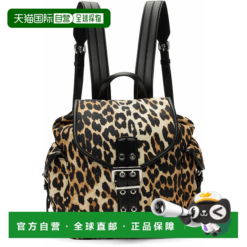 1h可退 潮奢 GANNI 甘尼 女士 黄褐色小号 Leopard Nylon Bucky