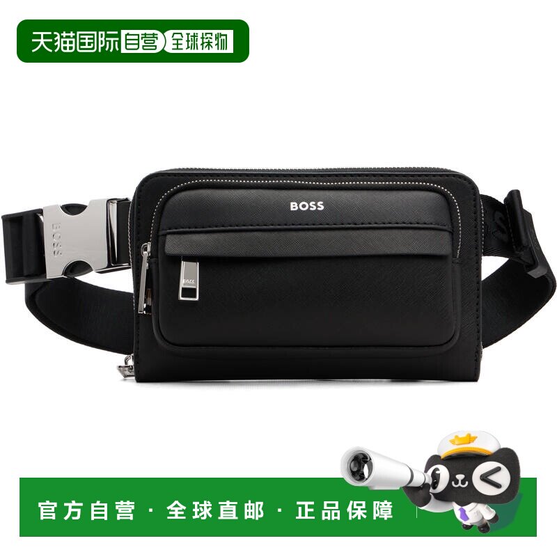 BOSS 波士 男士 黑色 Crossbody Foil-Print Logo 腰包 50530098