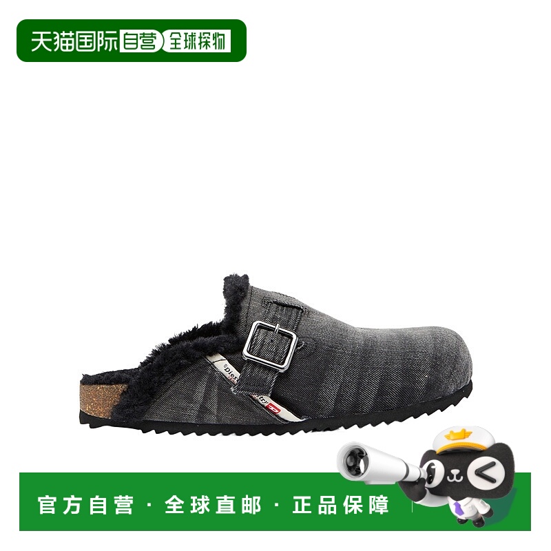 1h可退 DIESEL 男士凉鞋 Y03375PS913T8013 AW2024 黑色 露跟穆勒