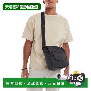 1h可退 潮奢 ASOS 男士 设计尼龙折叠斜挎包(黑色)单肩包