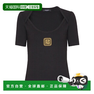 SS2025 EF1EF101BC49EAD 黑色 短袖 恤 BALMAIN 女士T恤