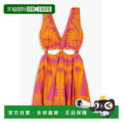 1h可退 潮奢 FARM RIO 女士 剪口印花亚麻混纺迷你连衣裙 309321P