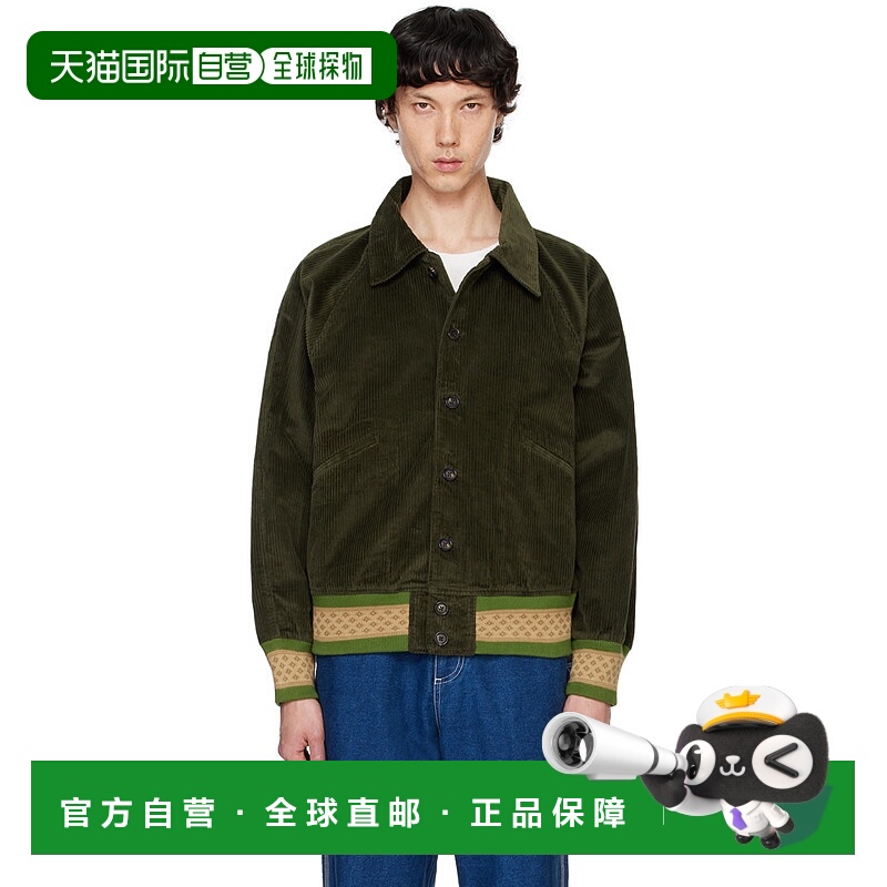 1h可退 潮奢 Bode 男士 绿色 Peerie Rib 飞行员夹克 MRF24JA012