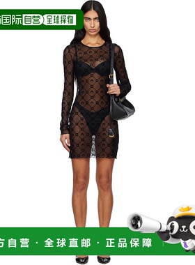 1h可退 潮奢 Marine Serre 女士 黑色 Moonogram Mesh Flock 连衣