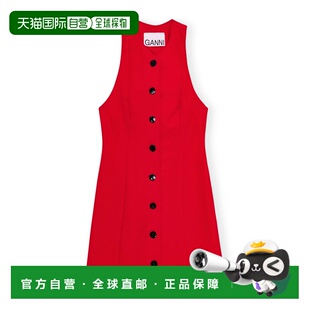 AW2024 F9625396 红色 Ganni Dress GANNI Twill 女士连衣裙